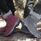 Burgundy waterproof snow boots with a fleece lining and a grippy treaded sole
