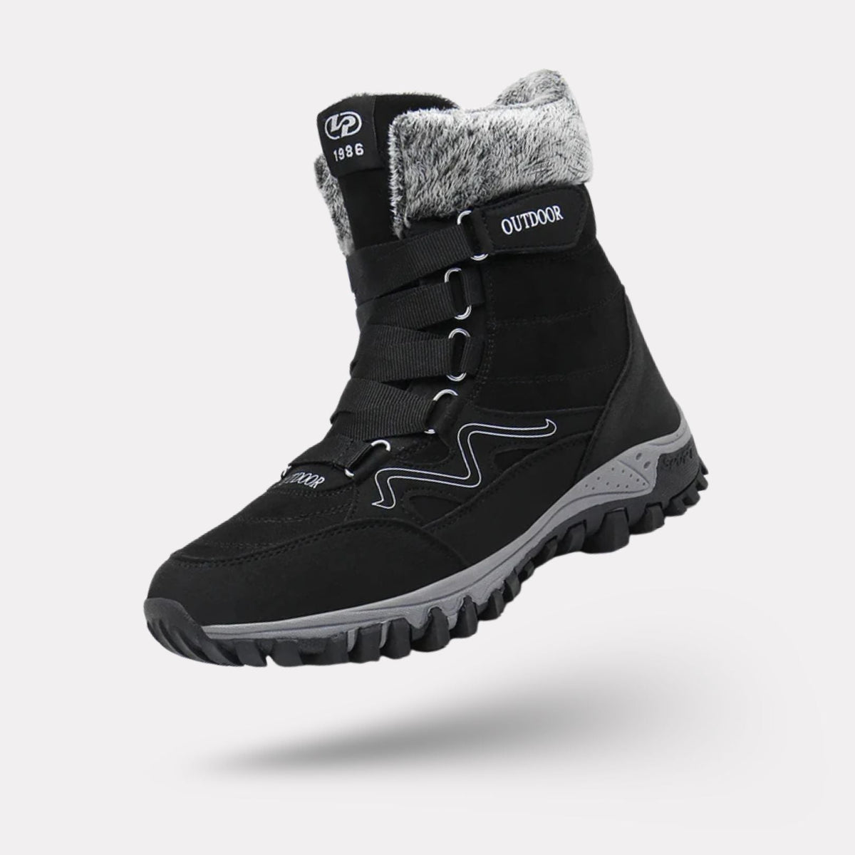 Burgundy waterproof snow boots with a fleece lining and a grippy treaded sole