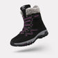 Burgundy waterproof snow boots with a fleece lining and a grippy treaded sole