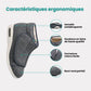 Lined orthopedic winter boots for diabetic feet, in black and gray, with a roomy toe box