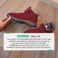 Lined waterproof winter boots in red, black and gray with a thick treaded sole