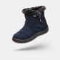 Women's waterproof winter boots in red, black, navy, gray and caramel with lugged soles