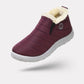 Fleece-lined waterproof winter boots for women in green, red, black and blue with non-slip soles