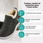 Fleece-lined waterproof winter boots for women in green, red, black and blue with non-slip soles
