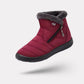 Navy waterproof snow boots for women, lined and reaching mid calf