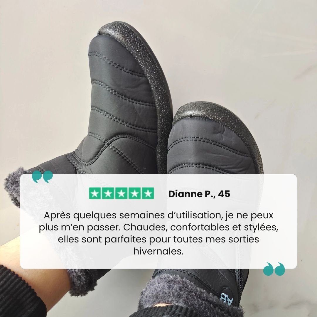 Navy waterproof snow boots for women, lined and reaching mid calf