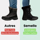 Waterproof winter boots in black and caramel with a lugged non-slip sole