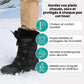 Waterproof winter boots in black and caramel with a lugged non-slip sole