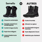 Waterproof winter boots in black and caramel with a lugged non-slip sole