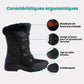 Waterproof winter boots in black and caramel with a lugged non-slip sole