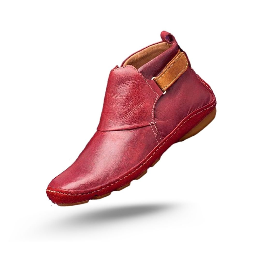 Orthopedic ankle boots with a cushioned footbed, in blue, gray, red, brown and green