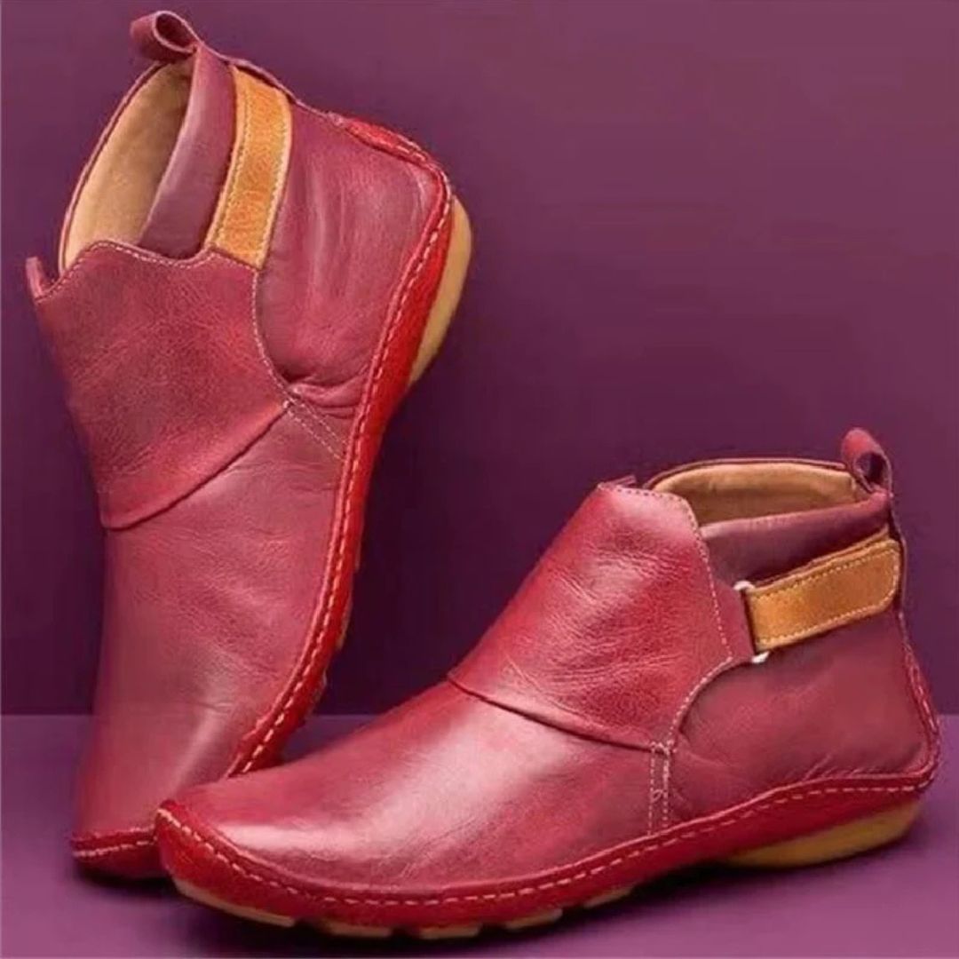 Orthopedic ankle boots with a cushioned footbed, in blue, gray, red, brown and green