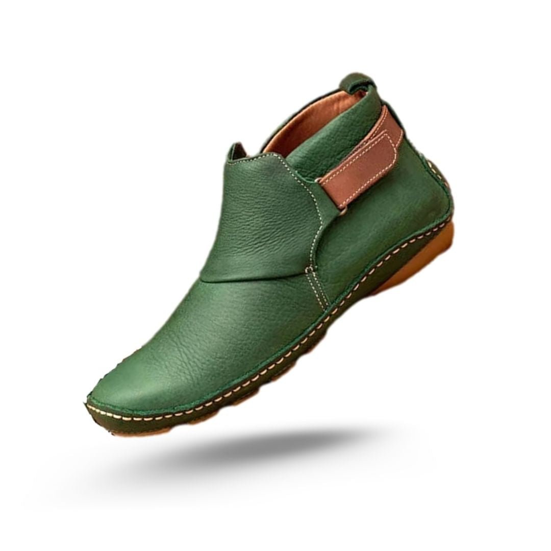 Orthopedic ankle boots with a cushioned footbed, in blue, gray, red, brown and green