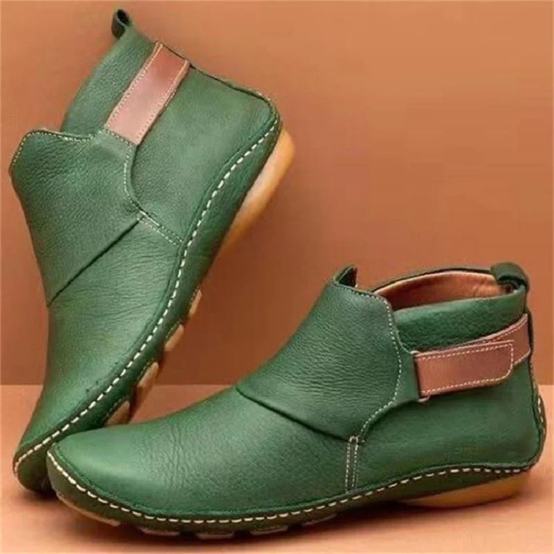 Orthopedic ankle boots with a cushioned footbed, in blue, gray, red, brown and green