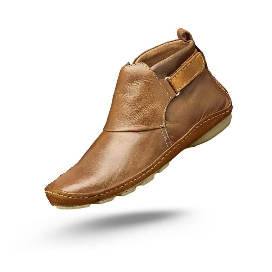 Orthopedic ankle boots with a cushioned footbed, in blue, gray, red, brown and green