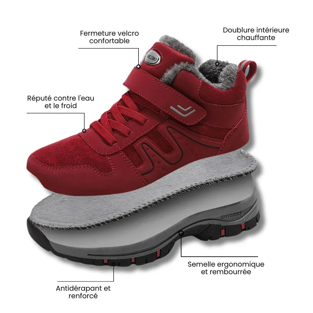 Black fleece lined orthopedic boots reaching just above the ankle