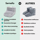 Gray plush heated foot warmer that both feet slide into for gentle warmth