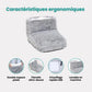Gray plush heated foot warmer that both feet slide into for gentle warmth