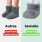 Gray plush heated foot warmer that both feet slide into for gentle warmth
