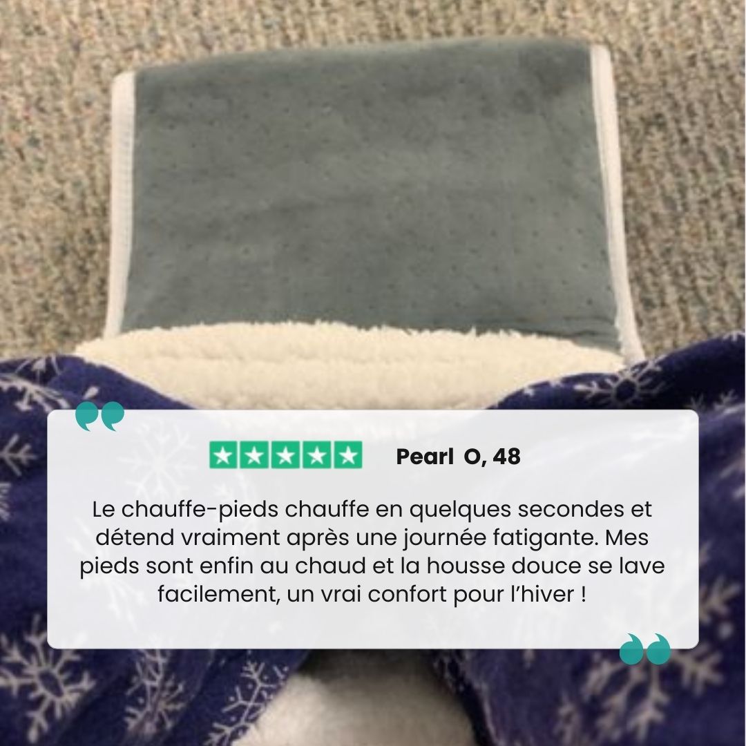 Electric foot warmer with a lined inner pocket that both feet slide into