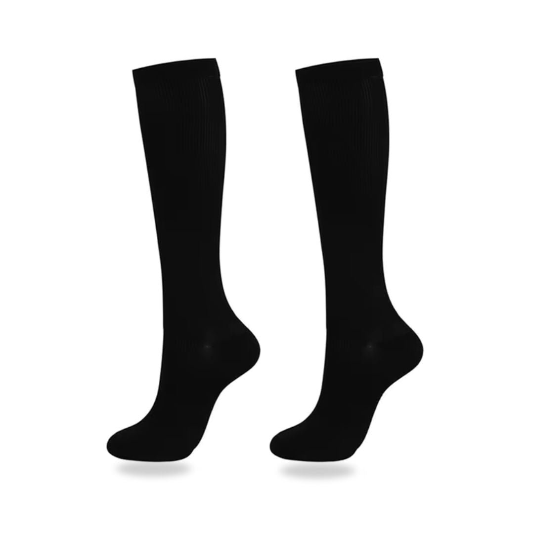 Knee-high compression socks for lighter legs, in black, nude, white, gray and blue