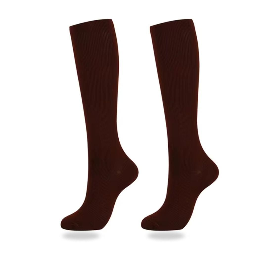 Knee-high compression socks for lighter legs, in black, nude, white, gray and blue