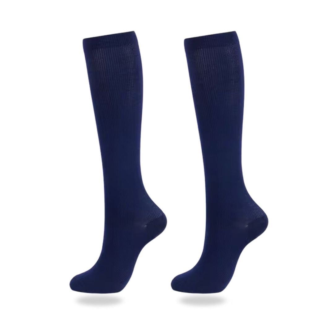 Knee-high compression socks for lighter legs, in black, nude, white, gray and blue