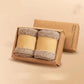 Merino wool socks in gray, black, khaki and beige, worn up to mid-calf