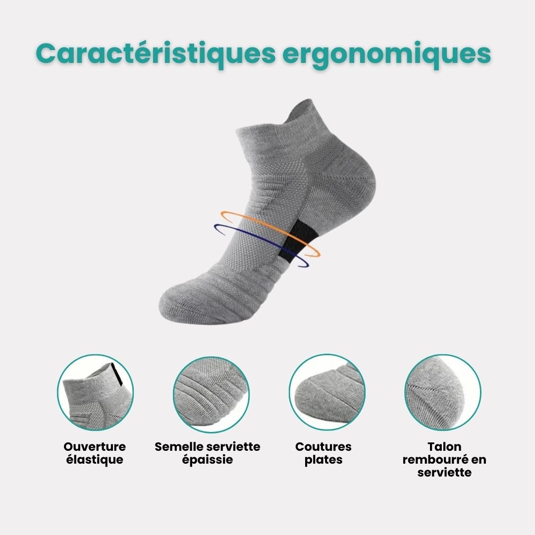 Three pairs of non-slip grip socks with rubber dots on the sole, in gray, black or white