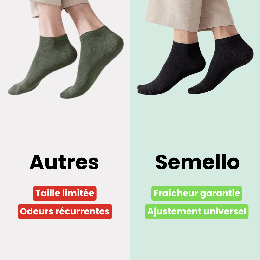 Low-cut odor-control socks in black and white, cut to sit just below the ankle bone