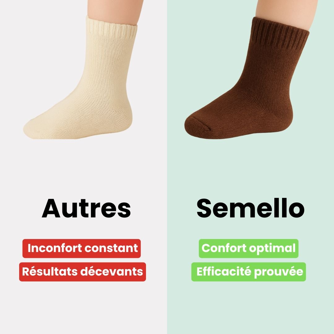 Five pairs of thick knit winter socks for kids, worn up to mid-calf