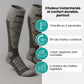Battery-powered heated winter socks that warm the toes, worn up to mid-calf
