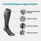 Battery-powered heated winter socks that warm the toes, worn up to mid-calf