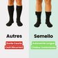 Rechargeable heated socks with a battery pack sitting at the top of the calf