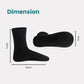 Rechargeable heated socks with a battery pack sitting at the top of the calf