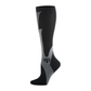Black and white compression socks worn up the calf to support circulation