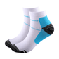 Soft compression socks for neuropathy, in blue and white, gray and white, and black and blue