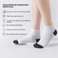 Gray compression socks with a firm band under the arch for plantar pain