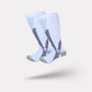 Plus size compression socks in 2XL to 4XL, worn up the calf, in black, white, gray or red