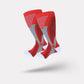 Plus size compression socks in 2XL to 4XL, worn up the calf, in black, white, gray or red