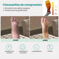 Plus size compression socks in 2XL to 4XL, worn up the calf, in black, white, gray or red