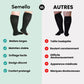 Open-toe compression socks in black and beige, knitted wide for fuller calves