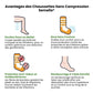 Black compression socks cut for wide calves with a graduated knit