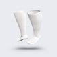 Black compression socks cut for wide calves with a graduated knit
