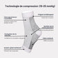 Knee-high therapeutic compression socks worn from the foot up to below the knee