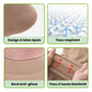 Breathable open-toe compression socks in black and beige, worn up the calf