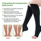 Breathable open-toe compression socks in black and beige, worn up the calf