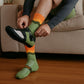 Mid-calf cycling socks in breathable knit, in green, orange, black, pink and blue