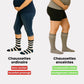 Pregnancy compression socks with gentle 15 to 20 mmHg support, worn up to the knee