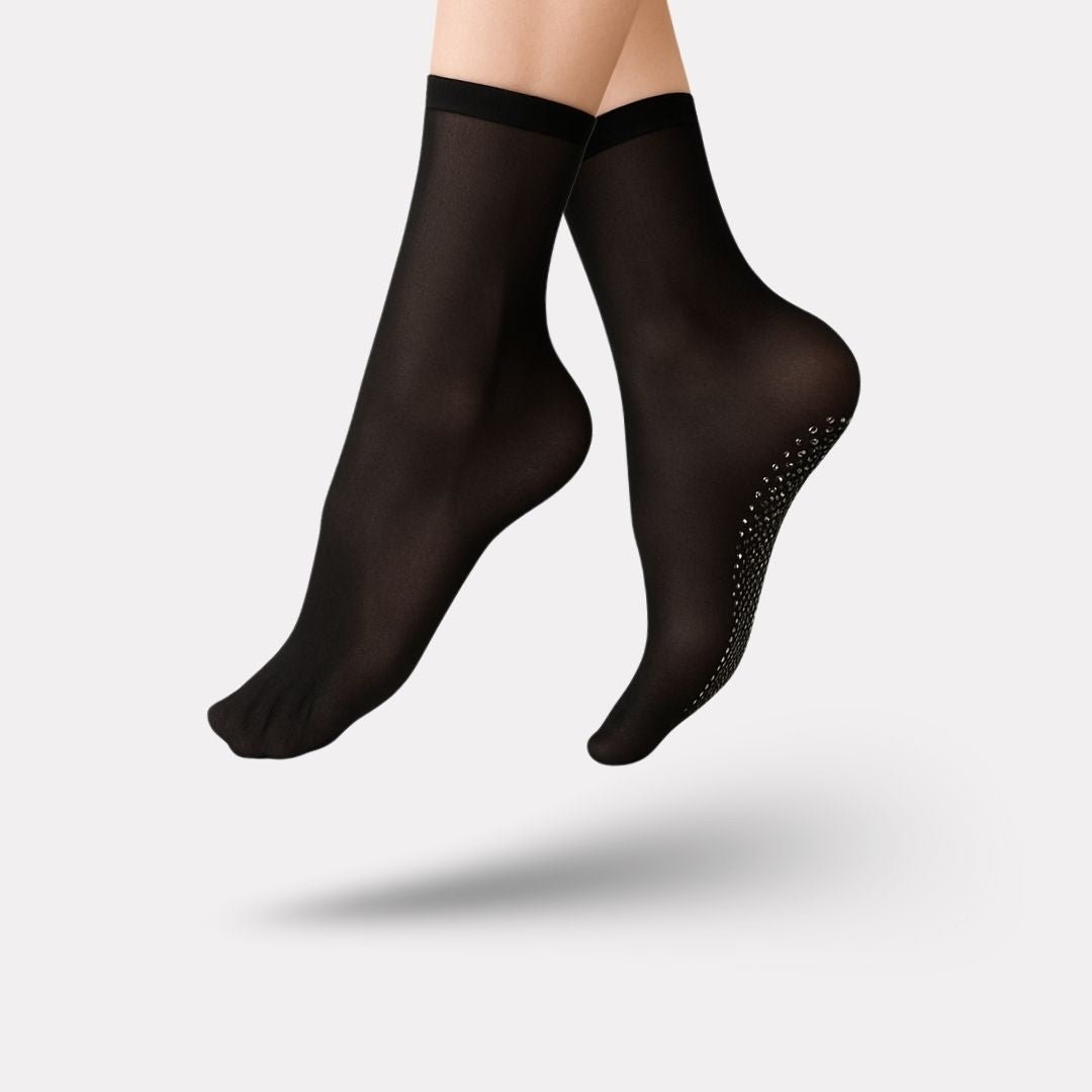 Knee-high massage socks with textured knit pressure zones along the calf